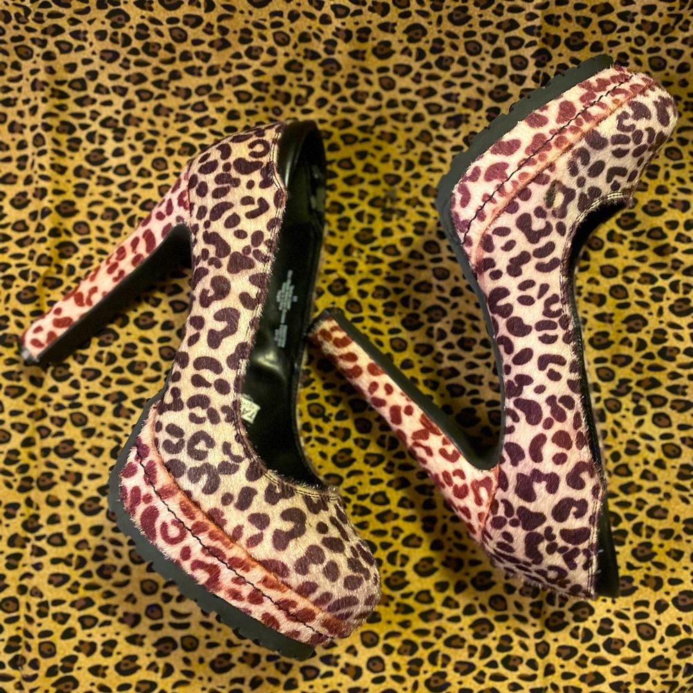Faux Pony Leopard Print 6 inch heels